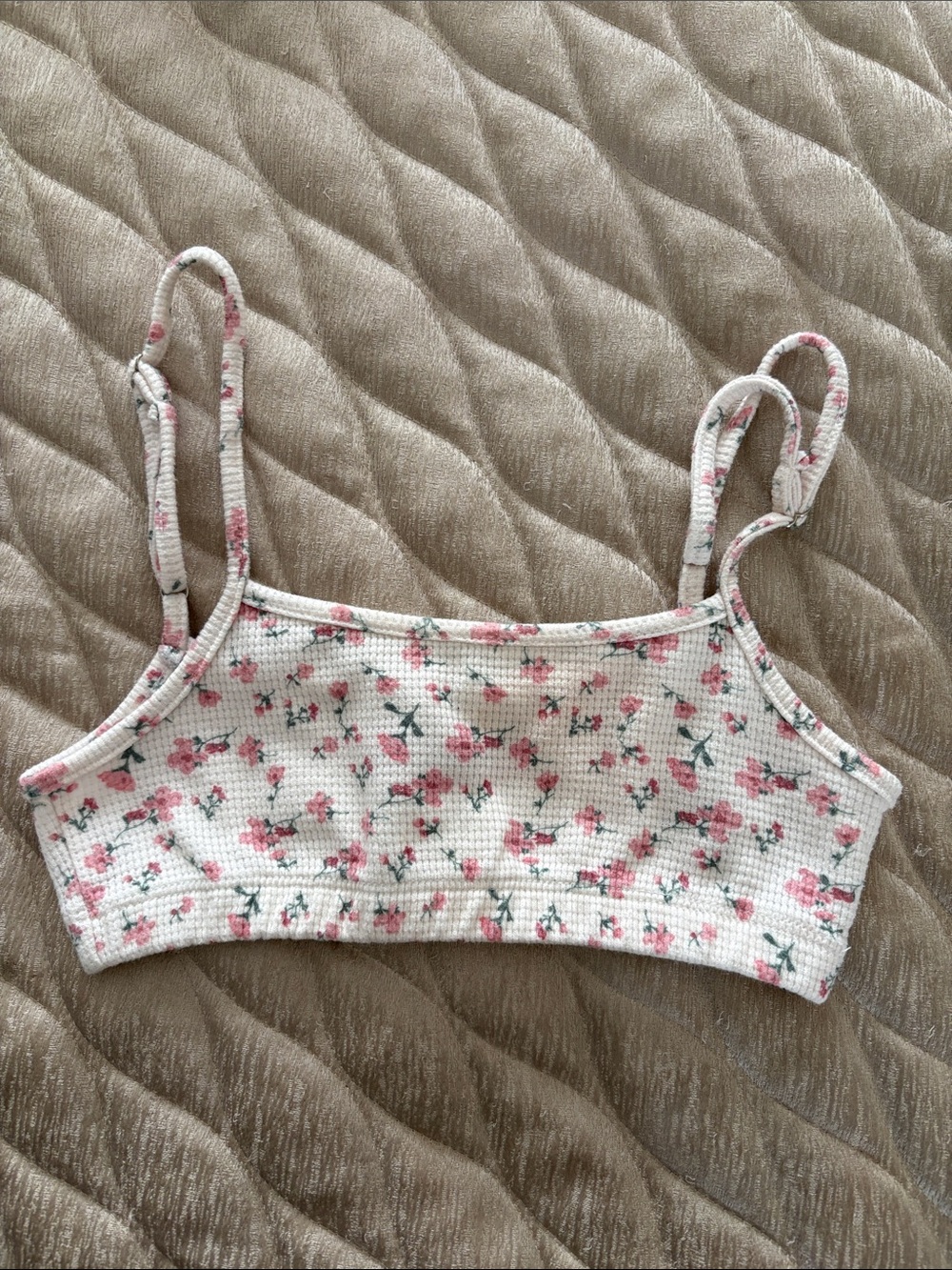 Edikted Pink Floral Ribbed Cropped Bralette